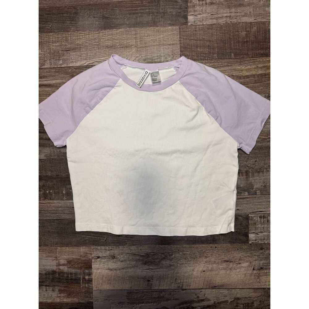 Divided H&M Purple Raglan Baby Tee Croptop Size Large